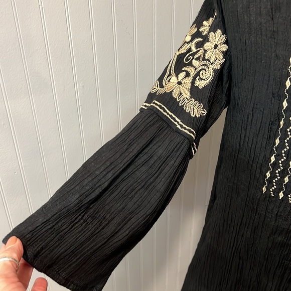 LADIES CRACKER BARREL BLOUSE BLACK/GOLD SZ M - Picture 2 of 5